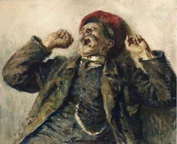 A Man Yawning Oil Painting by Heinrich Rettig