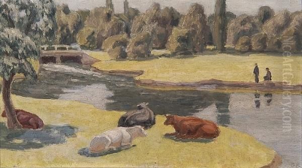 The Cows Oil Painting by Gwendolen Reverat