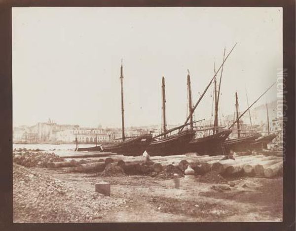 Boats, Naples Oil Painting by R. Reverend Calvert Jones