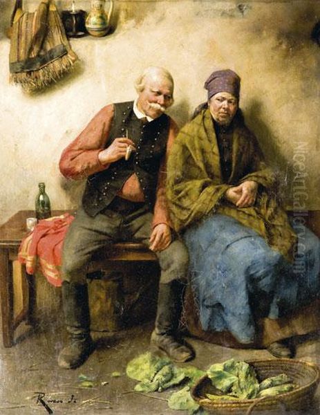 Oregember Nem Venember Oil Painting by Imre Revesz