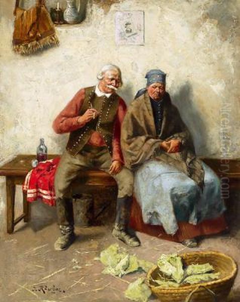 Nach Getaner Arbeit Oil Painting by Imre Revesz