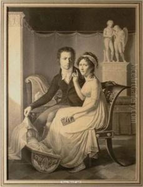 Portrait De Monsieur Et Madame Duport Oil Painting by Pierre Henri Revoil