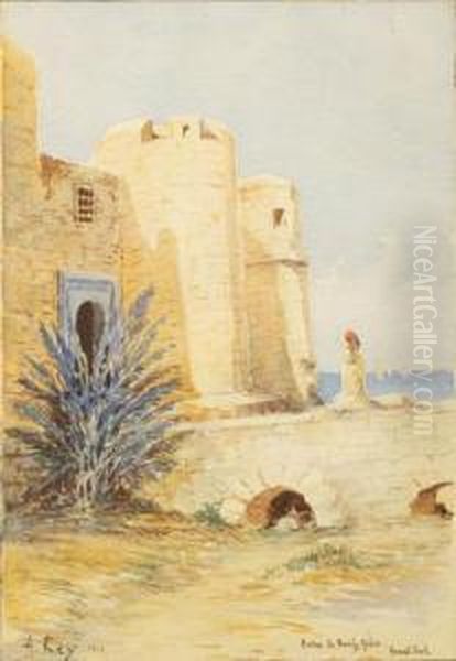 Entree Du Bordj-kebir. Houmt-souk Oil Painting by Alphonse Rey