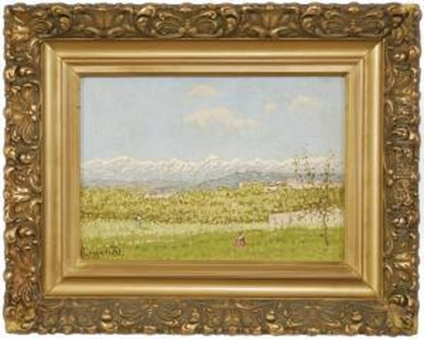 Paesaggio Con Figure Oil Painting by Enrico Reycend