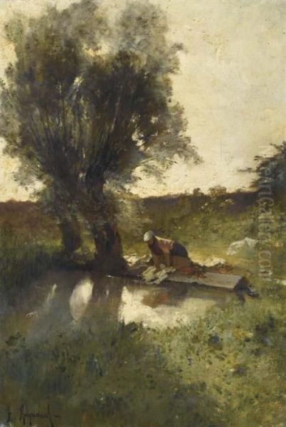 Lavandiere Oil Painting by Francois Reynaud