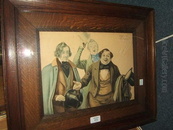 Three Victorian Gentlemen Oil Painting by Frank Reynolds