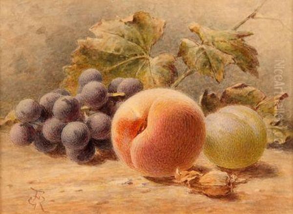 Still Life Study Of Grapes Oil Painting by Frederick George Reynolds