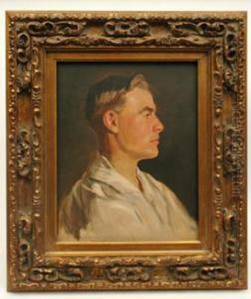 Profile Portrait Of A Young Man Oil Painting by Frederick George Reynolds