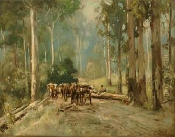 Bullock Team Oil Painting by Frederick George Reynolds