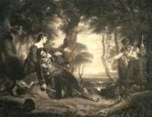 The Dying Brigand Oil Painting by Samuel William Ii Reynolds