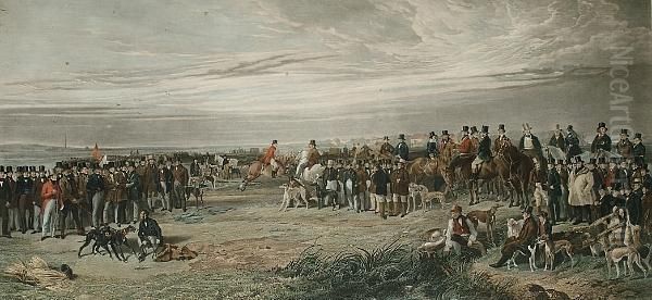 The Waterloo Cousing Meeting; The Caledonian Coursing Meeting Oil Painting by Samuel William Ii Reynolds