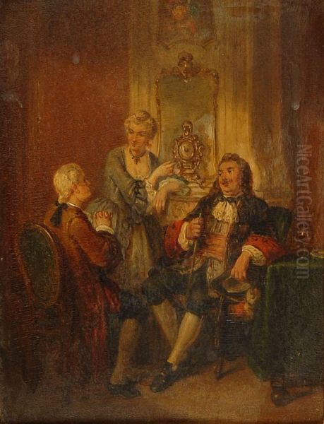 Interior Scene With Figures Oil Painting by Hendricus Engelbertus Reijntjens