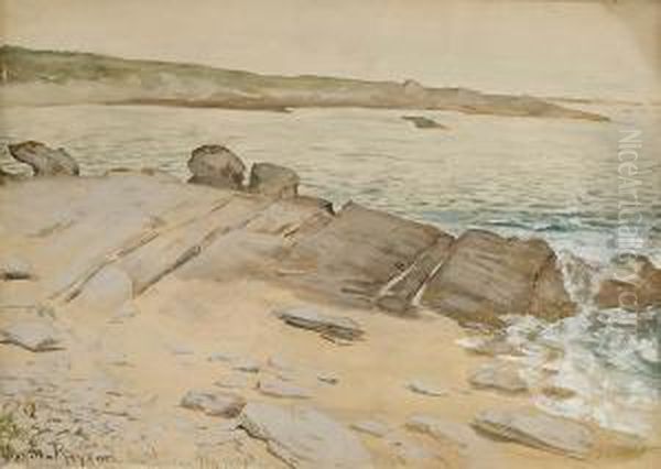 Na Plazy W Quiberon Oil Painting by Mieczyslaw Reyzner