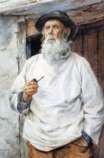 The Old Fisherman Oil Painting by Henry Maynell Rheam