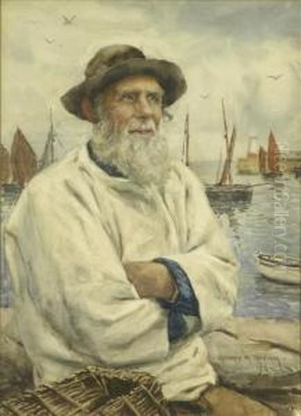 A Newlyn Character Oil Painting by Henry Maynell Rheam