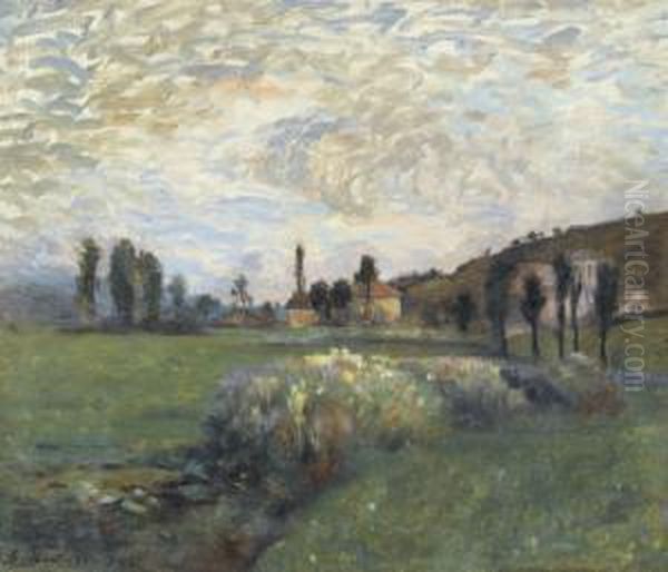 Fruhlingshafte Landschaft Mit Einem Dorf Oil Painting by Louis Rheiner