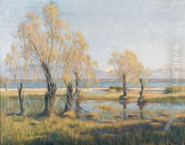 Herbstliche Uferpartie Am Genfersee Oil Painting by Louis Rheiner