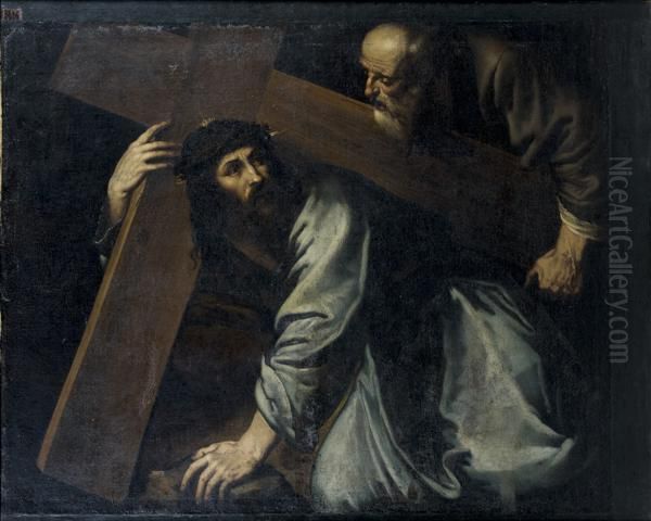 Simon De Cyrene Portant La Croix Du Christ Oil Painting by Francisco Ribalta