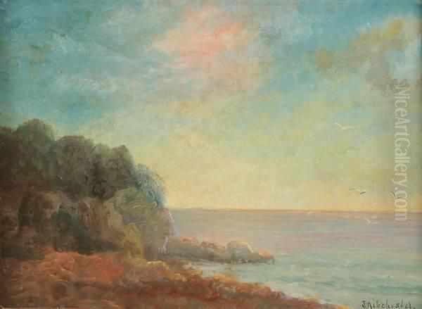 Sunlit Coast At Dawn Oil Painting by John Ribchester