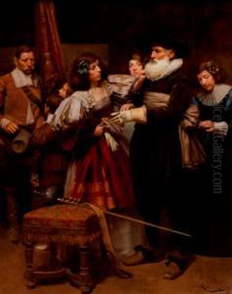 La Despedida A Un Padre Oil Painting by Roman Ribera