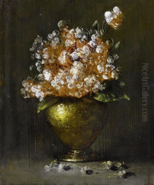 Flowers Ina Vase. Oil Painting by Germain Theodure Clement Ribot