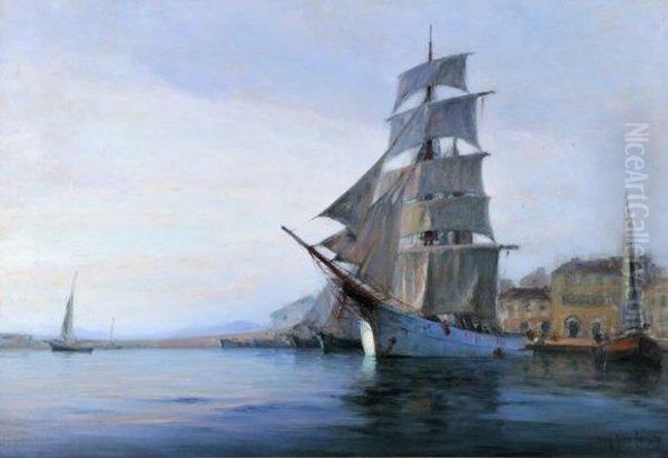 Voiliers Dans Le Port De Saint Tropez Oil Painting by Georges Ricard-Cordingley