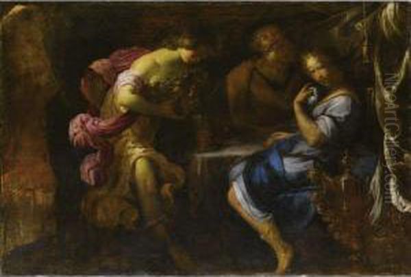 Loth E Le Figlie Oil Painting by Pietro della Vecchia