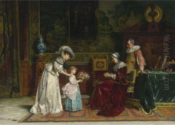 Grandmother's Birthday Oil Painting by Arturo Ricci