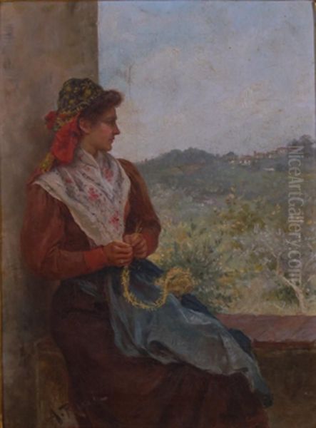 Contadina Al Balcone Oil Painting by Arturo Ricci