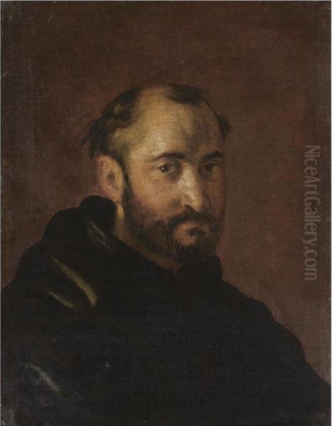 Portrait Of A Benedictine Monk, Bust Length Oil Painting by Fray Juan Andres Ricci