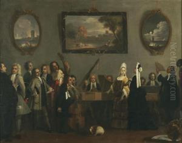 The Rehearsal Of An Opera Oil Painting by Marco Ricci