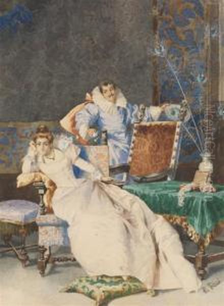 Elegante Dans Un Interieur Oil Painting by Pio Ricci