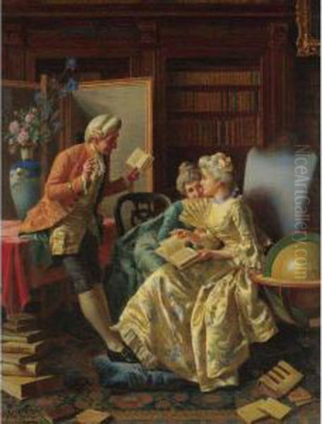 In The Library Oil Painting by Pio Ricci