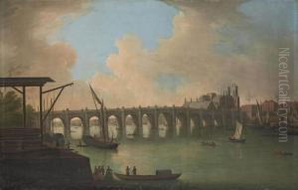 View Of The Thames At Westminster Oil Painting by Gabriele Ricciardelli