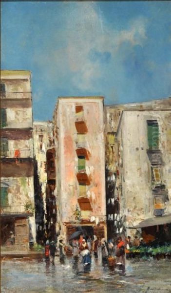 Vicolo Di Napoli Oil Painting by Oscar Ricciardi