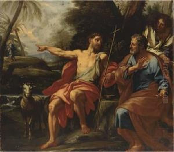 Saint John The Baptist Announcing The Coming Of Christ Oil Painting by Niccolo Ricciolini