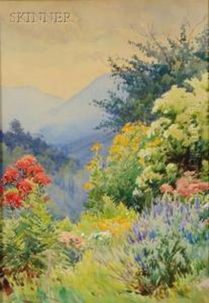 Valley View In Spring Oil Painting by Henry Webster Rice