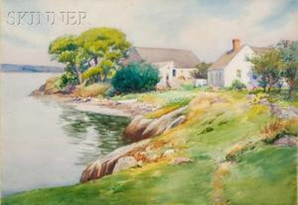 Shoreside Cottage Oil Painting by William Morton J. Rice