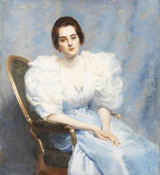 Portrait De Madame Bower Oil Painting by William Morton J. Rice