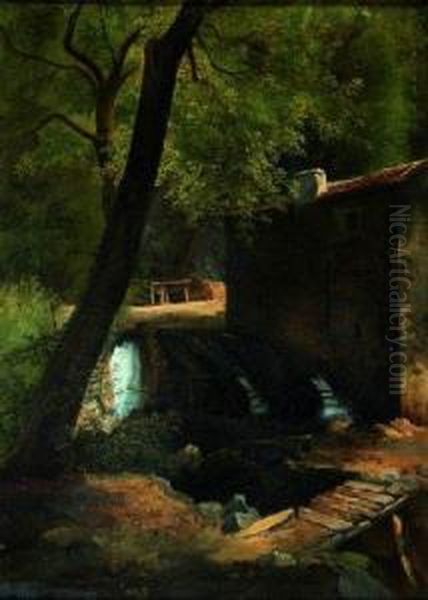 Moulin A Eau A Royat Oil Painting by Alexandre Louis Marie Theodore Richard