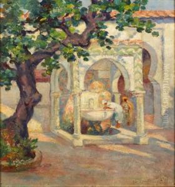 La Fontaine Dans La Cour De La Mosquee Oil Painting by Francine Richard-Hennecart