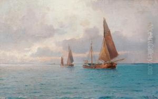 Evening At Sea Oil Painting by Otto Ludvig Richarde