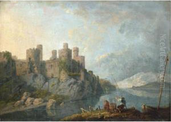 View Of Conway Castle Oil Painting by John Inigo Richards