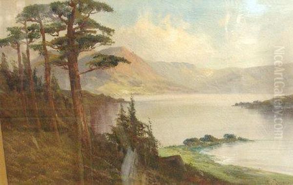 Lakeside Landscapes Oil Painting by W.A. Richards