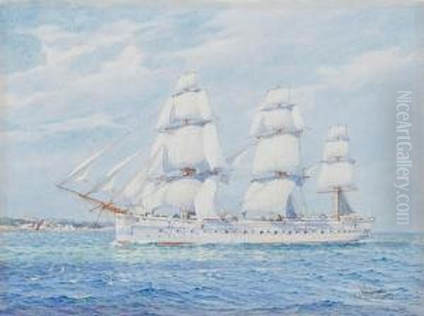 H.m.s. Bacchante Oil Painting by W.A. Richards