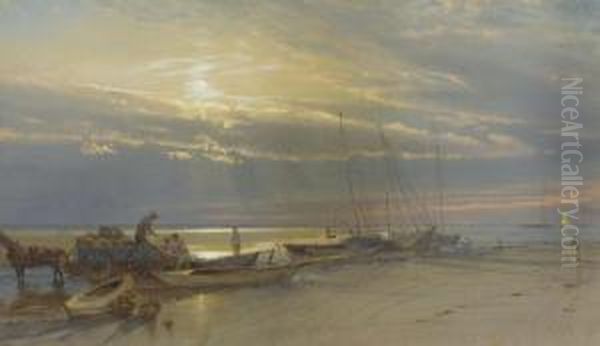 On The Inlet, Atlantic City, New Jersey Oil Painting by William Trost Richards