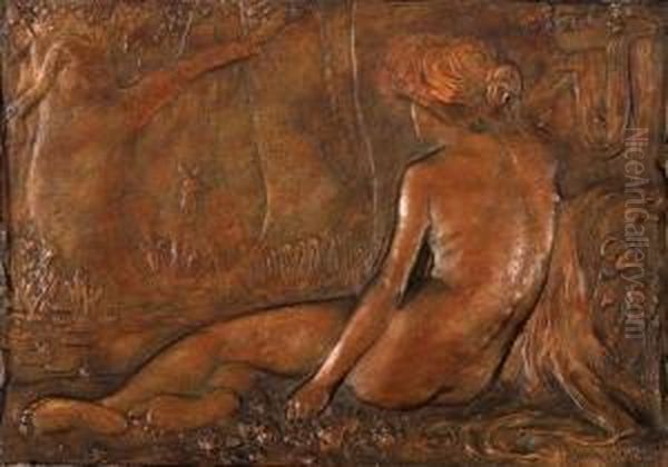 Seated Nude In Woodland Oil Painting by Charles Douglas Richardson