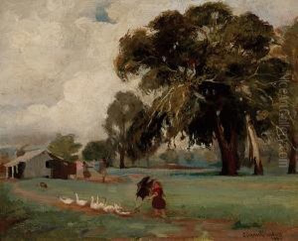 Walking The Geese Oil Painting by Charles Douglas Richardson