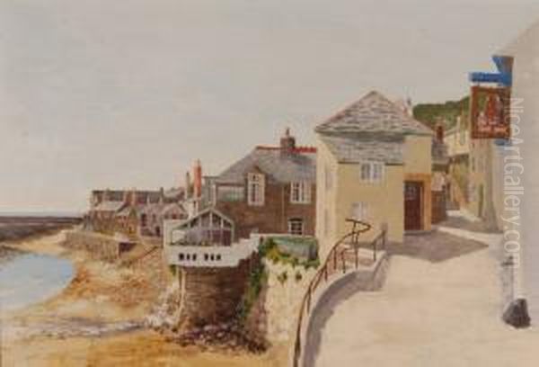 Mousehole Harbour Oil Painting by Charles James Richardson