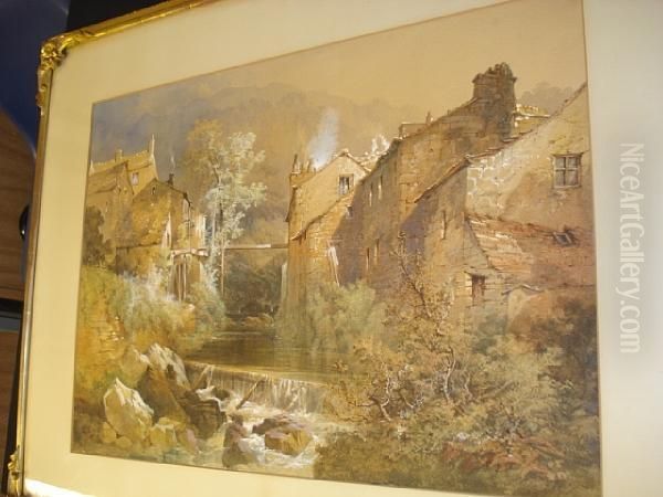 Continental Riverside Mill Oil Painting by Edward M. Richardson